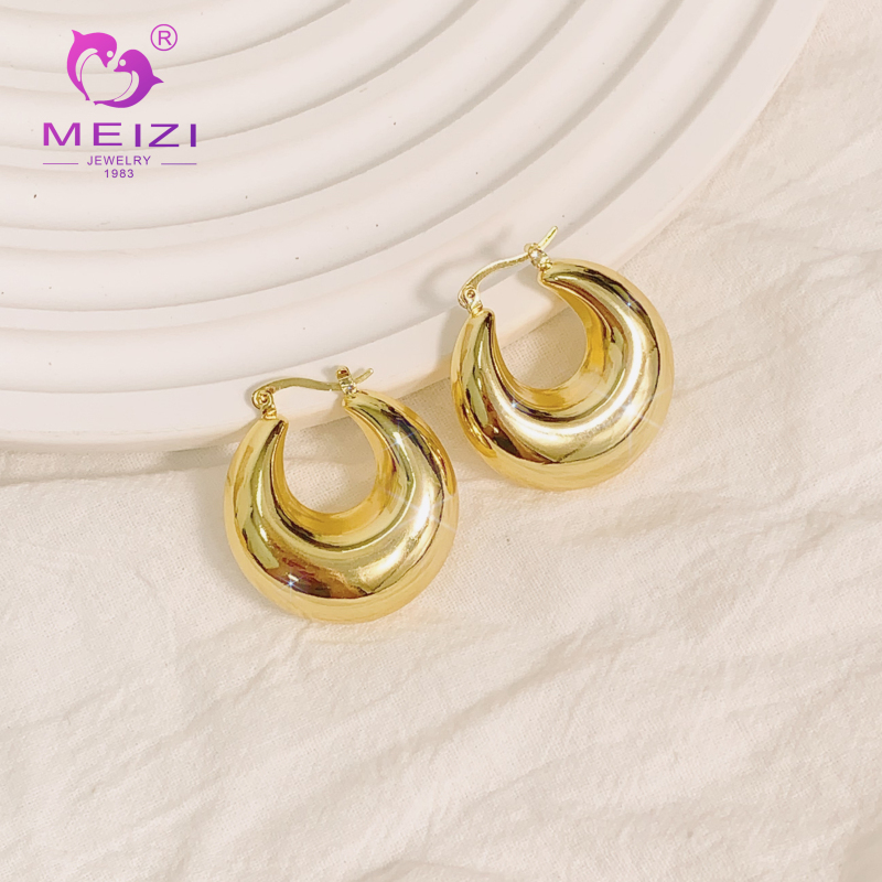 18k small gold hoop bridal earrings for women