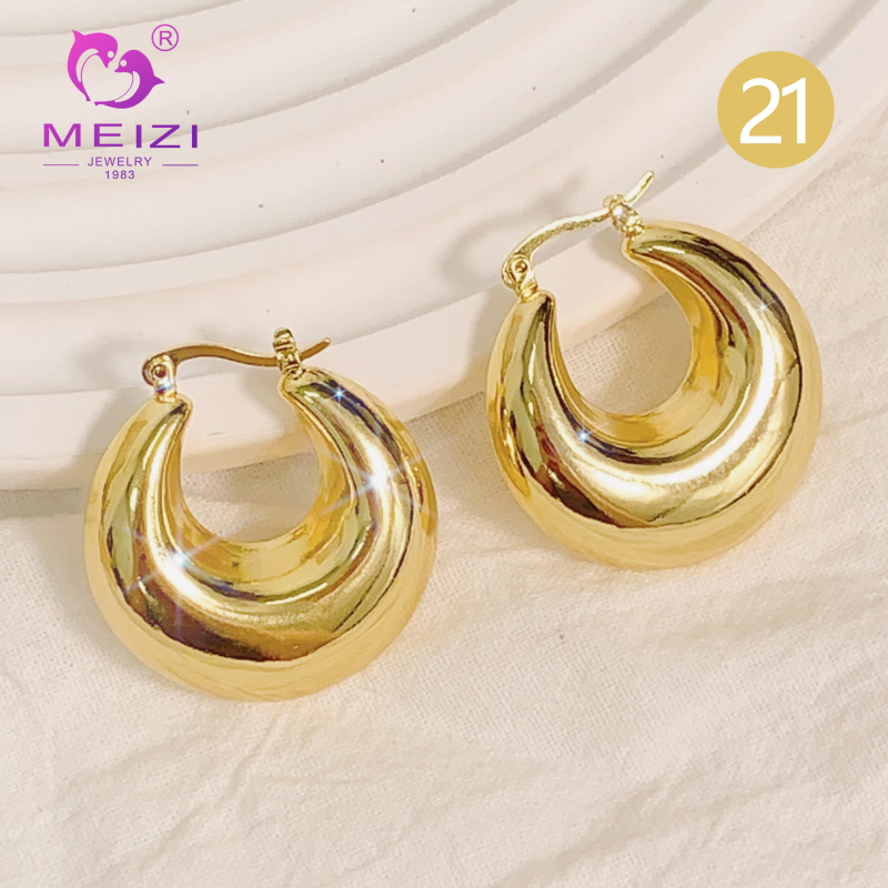 18k small gold hoop bridal earrings for women