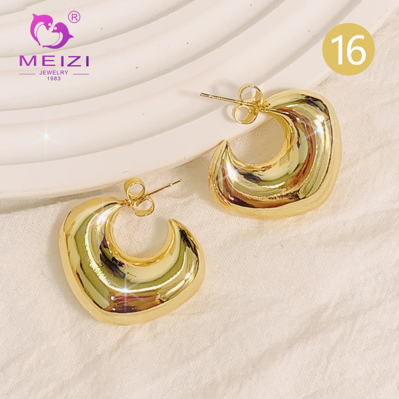 wholesale custom waterproof initial 18k gold hoop earrings