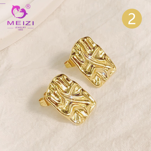 Pendientes de moda de oro amarillo de lujo funky para mujer, joyería hipoalergénica