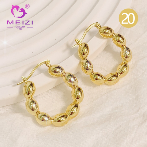 anting-anting penyata gelung bersalut emas 18k emas besar untuk wanita