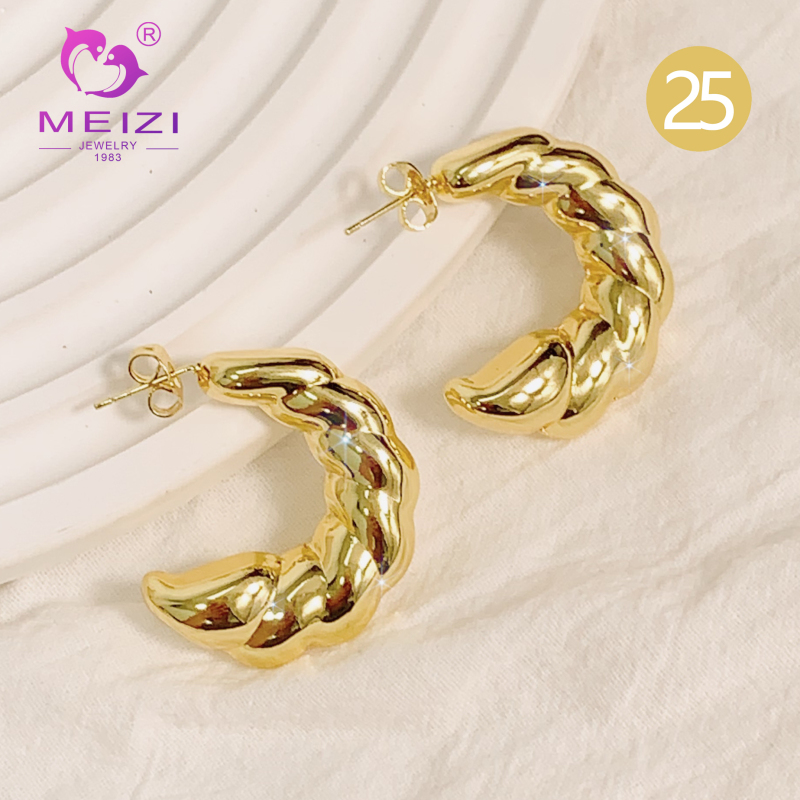 18k gold statement best waterproof initial earrings for sensitive ears