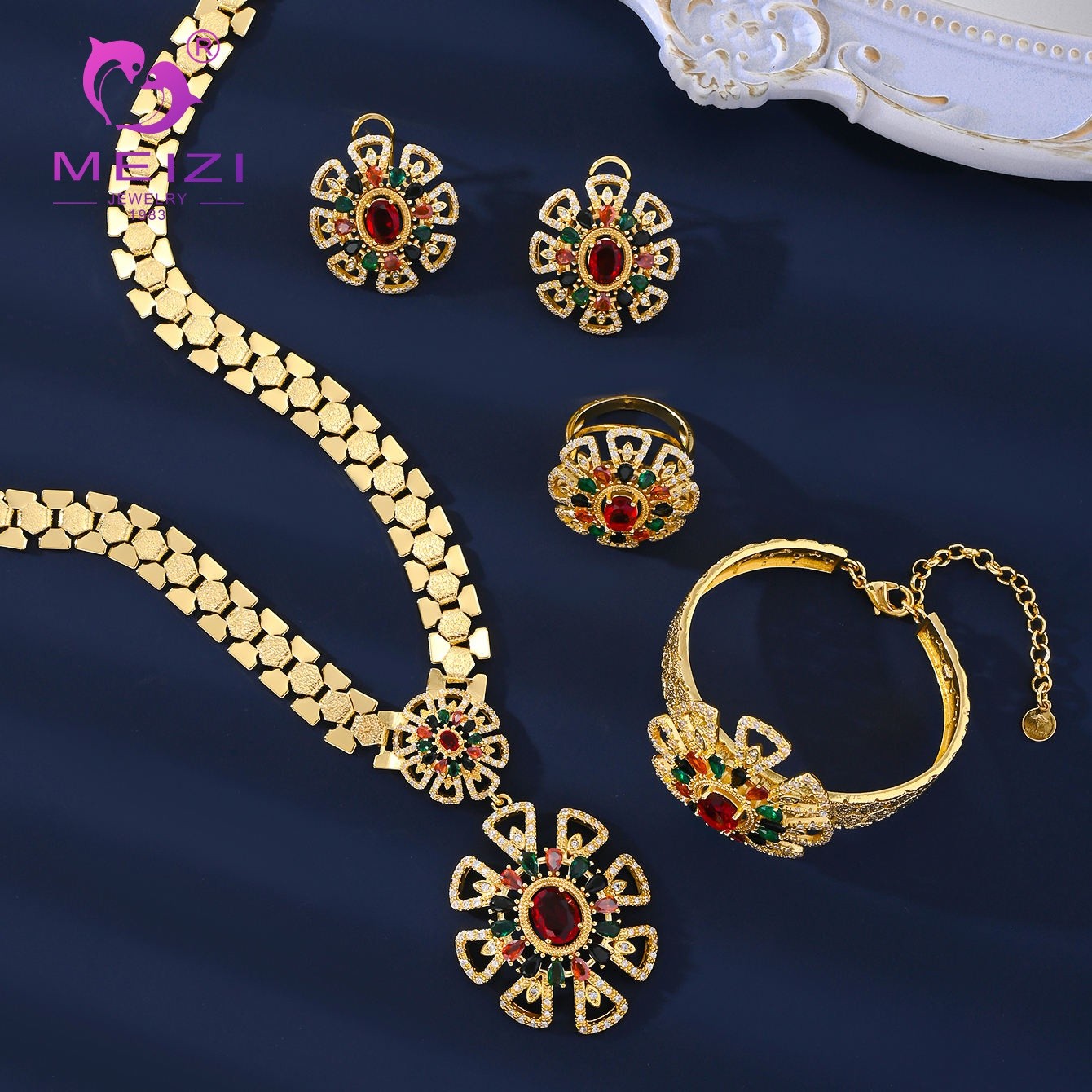 Gold-plated gemstone-set jewelry