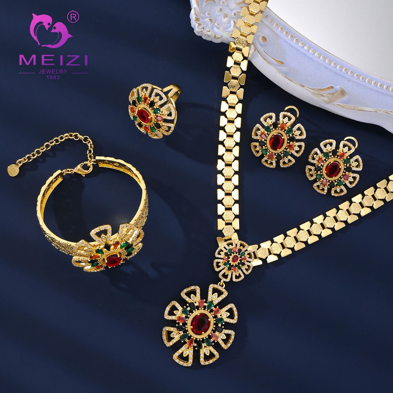 Gold-plated gemstone-set jewelry