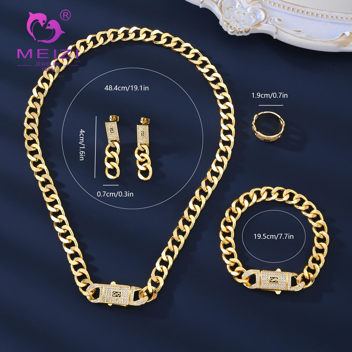 Lock chain jewelry set
