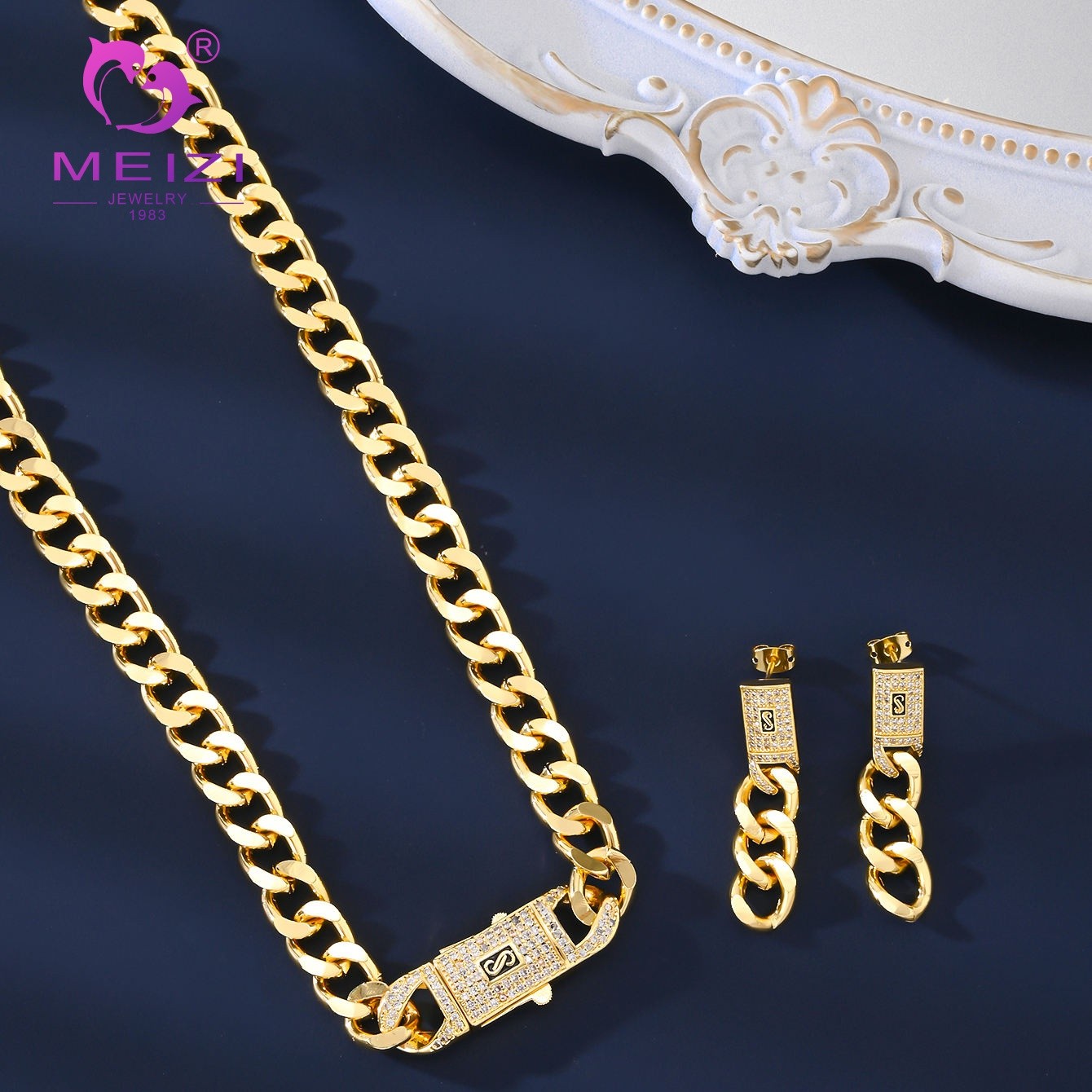 Gold-plated luxury trendy jewelry set