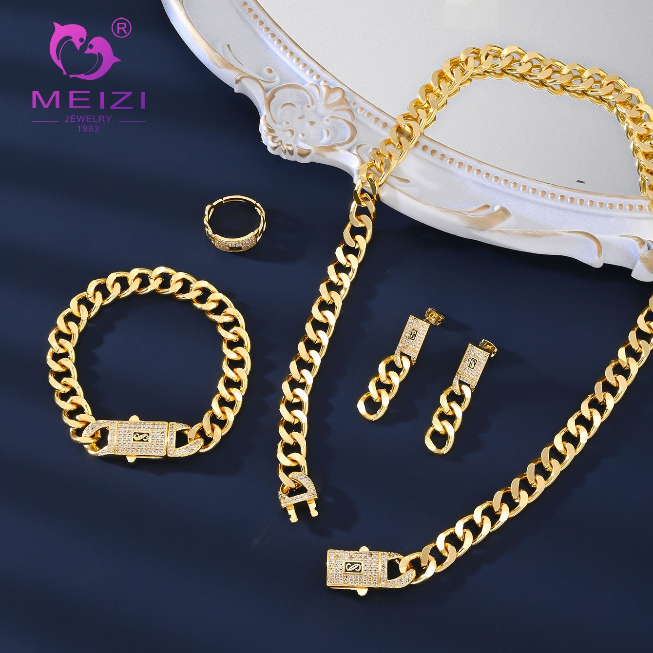 Gold-plated luxury trendy jewelry set