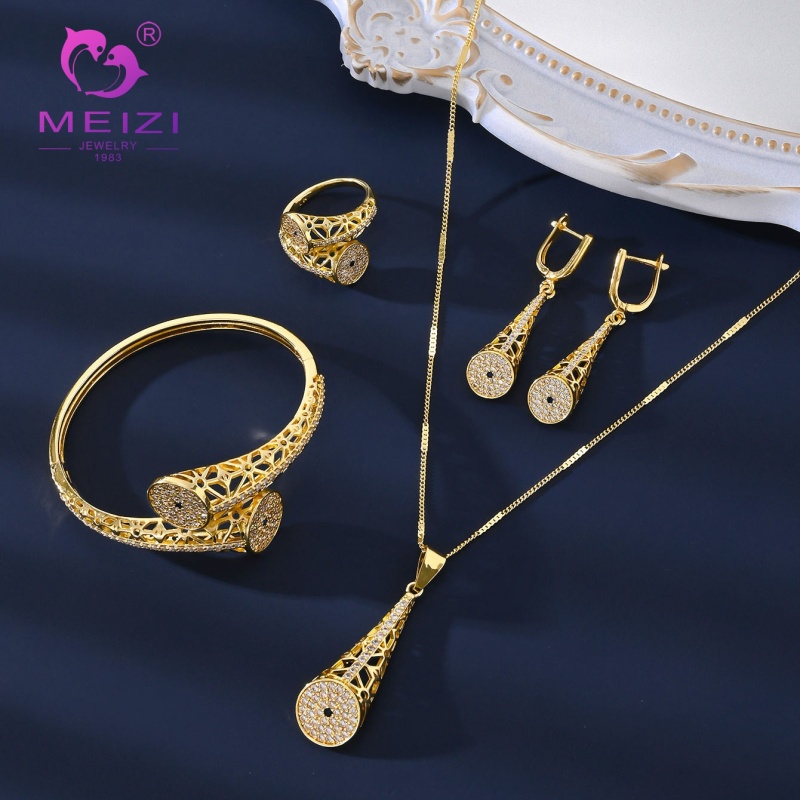 Luxury Geometric Openwork Micro-pave Jewelry Set