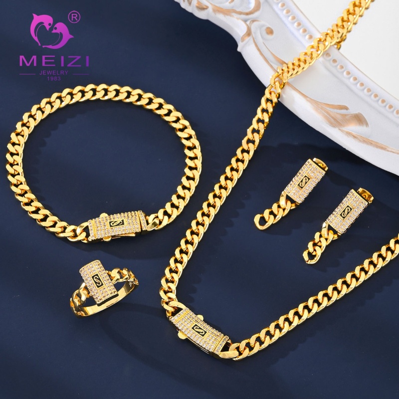 Hip-Hop Luxury Lock Chain Jewelry Set