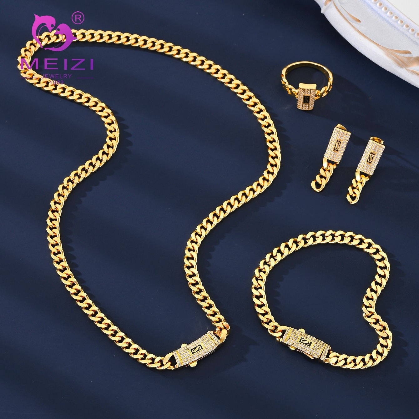 Gold-plated luxury trendy jewelry set