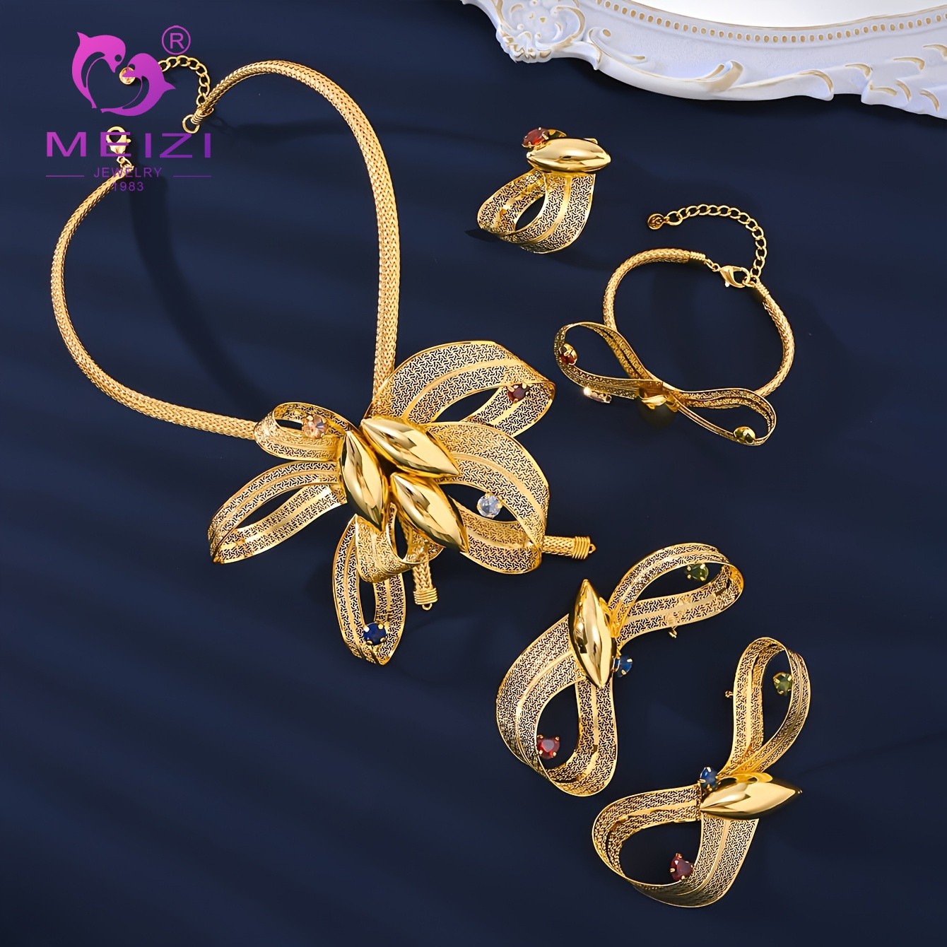 Artistic Floral Pattern Luxury Jewelry Set Artistic Floral Pattern Luxury Jewelry Set