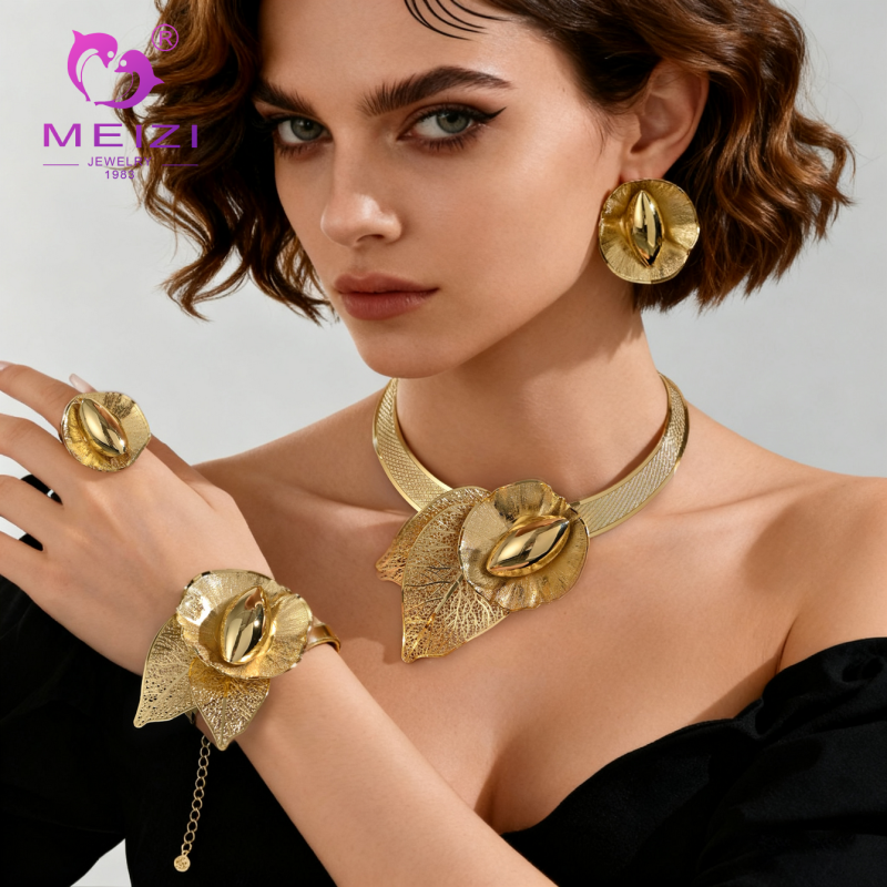Vintage Floral Luxury Gold-Plated Jewelry Set