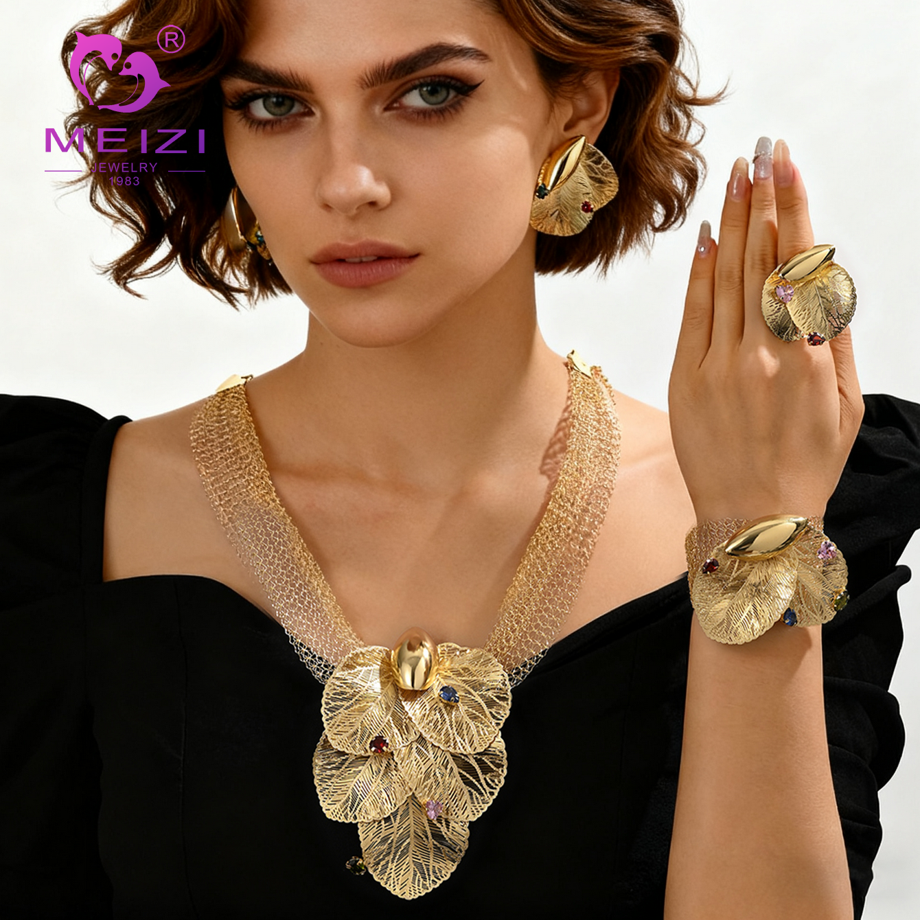 Artistic Leaf Jewelry Set