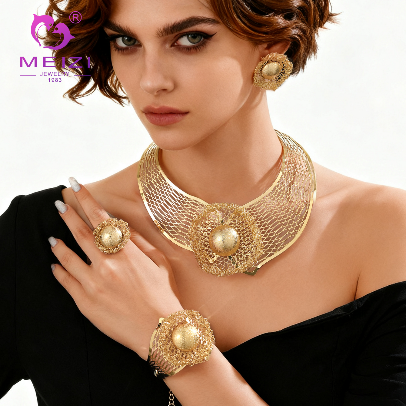 Metal woven jewelry set Metal woven jewelry set