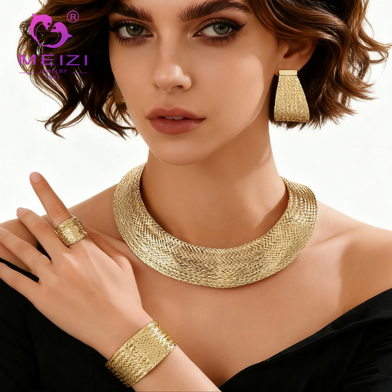 Metal woven jewelry set Metal woven jewelry set