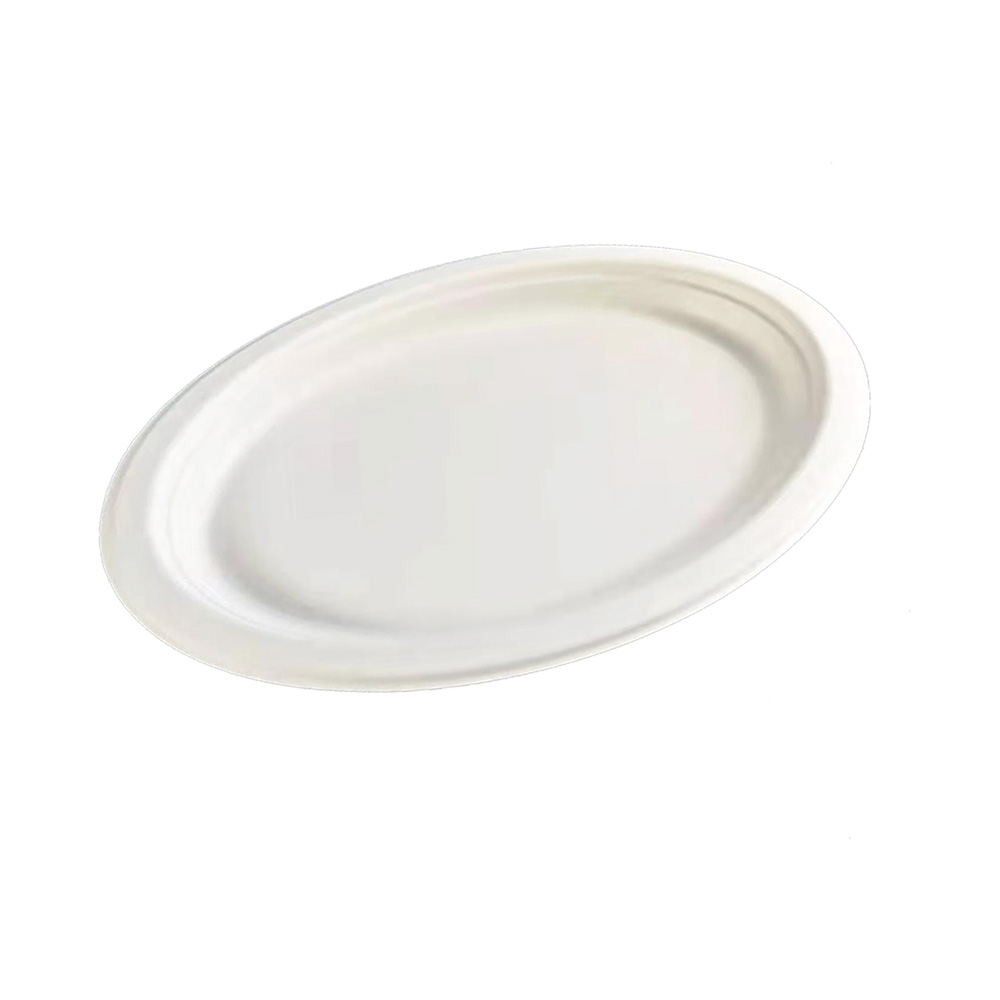 Heavy-duty Natural Disposable Oval Bagasse Plate