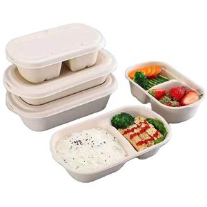 2 Compartment Sugarcane Takeaway Disposable Lunch Box