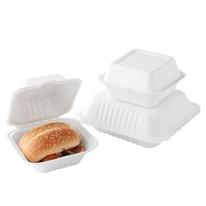 Bagasse Clamshell Burger Box Lunch