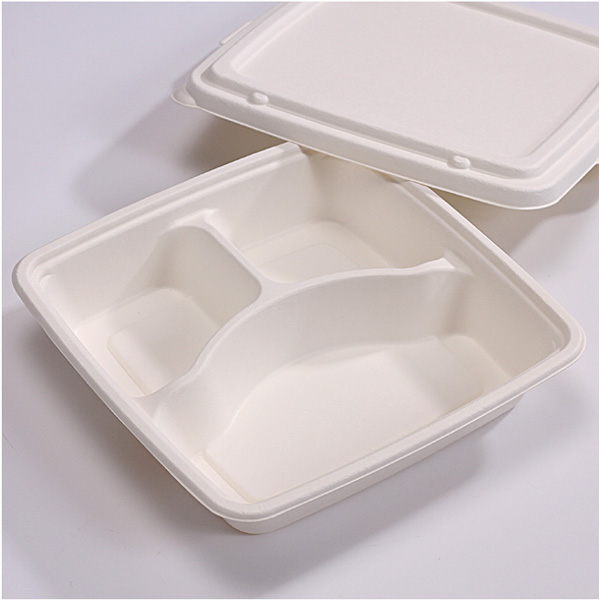 Sugarcane Disposable 3 Compartment Lunch Tray