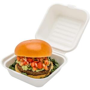 6-Zoll-Clamshell-Zuckerrohr-Bagasse-Food-Burger-Box