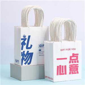 white kraft paper bag with handle