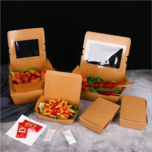 음식을 담을 수 있는 창이 있는 크래프트 종이 상자