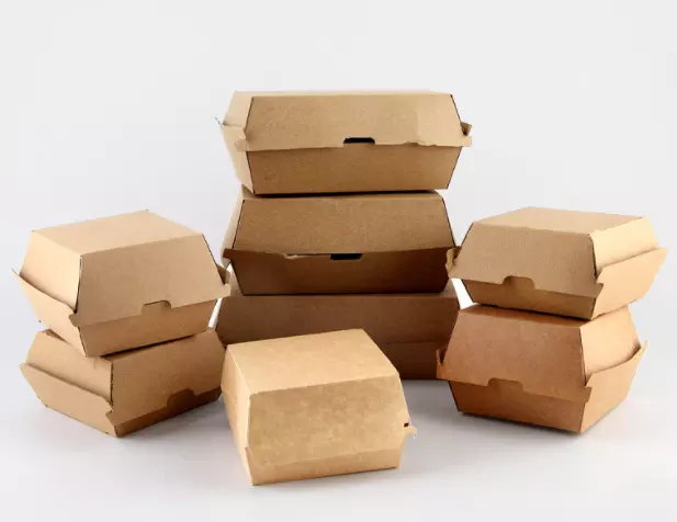 brown kraft paper burger lunch box