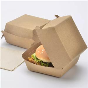 caja de almuerzo de hamburguesa de papel kraft marrón