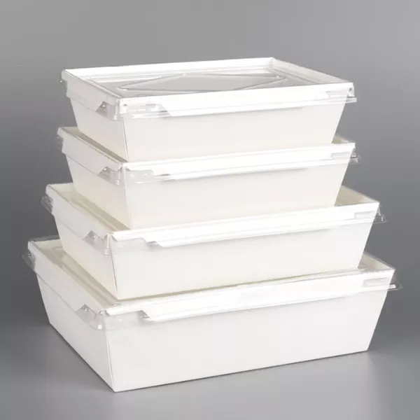 kraft paper food takeaway box with clear lid