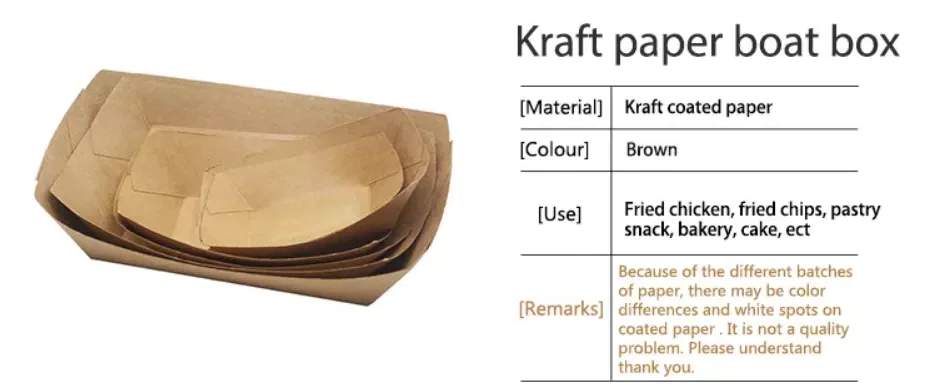disposable kraft food paper boat tray