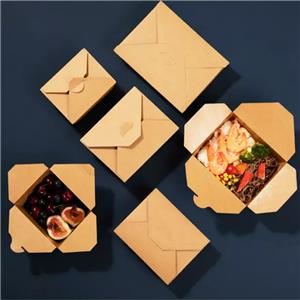 caja de comida de papel kraft marrón reciclado