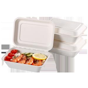 sugarcane bagasse container clamshell fast food lunch box