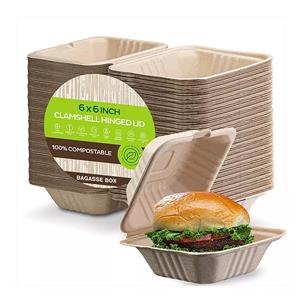 biodegradable bagasse pulp hamburger burger box