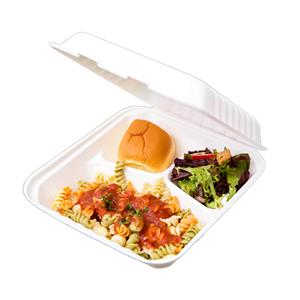 8-Zoll-Clamshell-Bagasse-Lunchbox-Lebensmittelbehälter