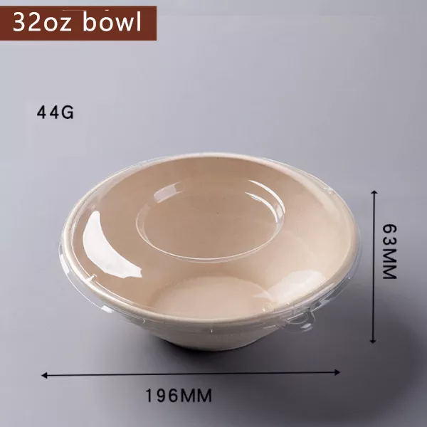 32oz biodegradable sugarcane bagasse round bowl