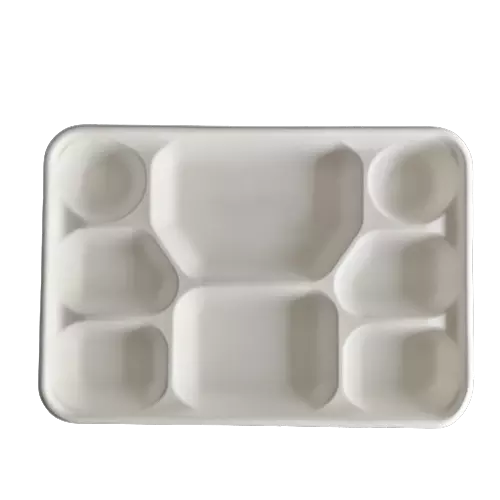8 compartment bagasse wet press food lunch tray