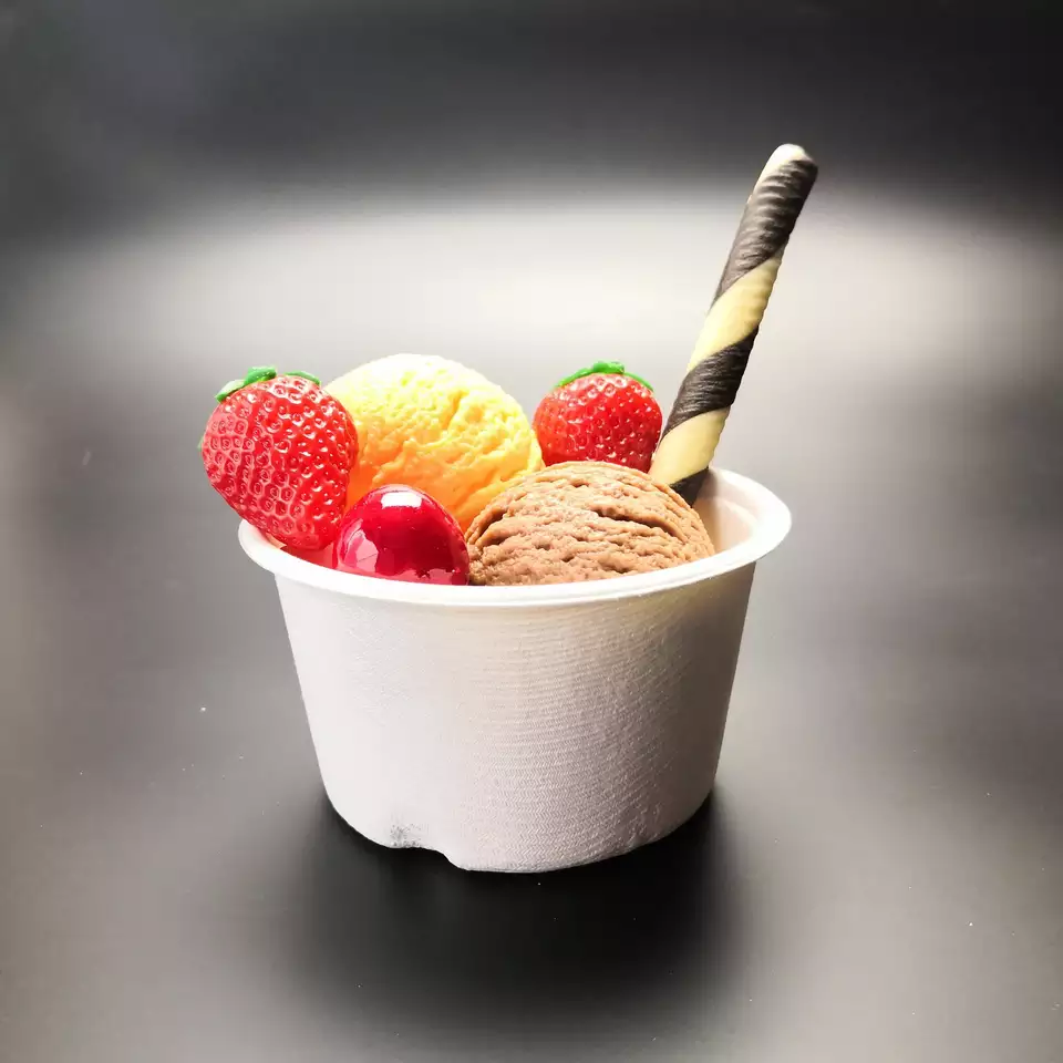 ceașcă de înghețată din trestie de zahăr de unică folosință biodegradabilă