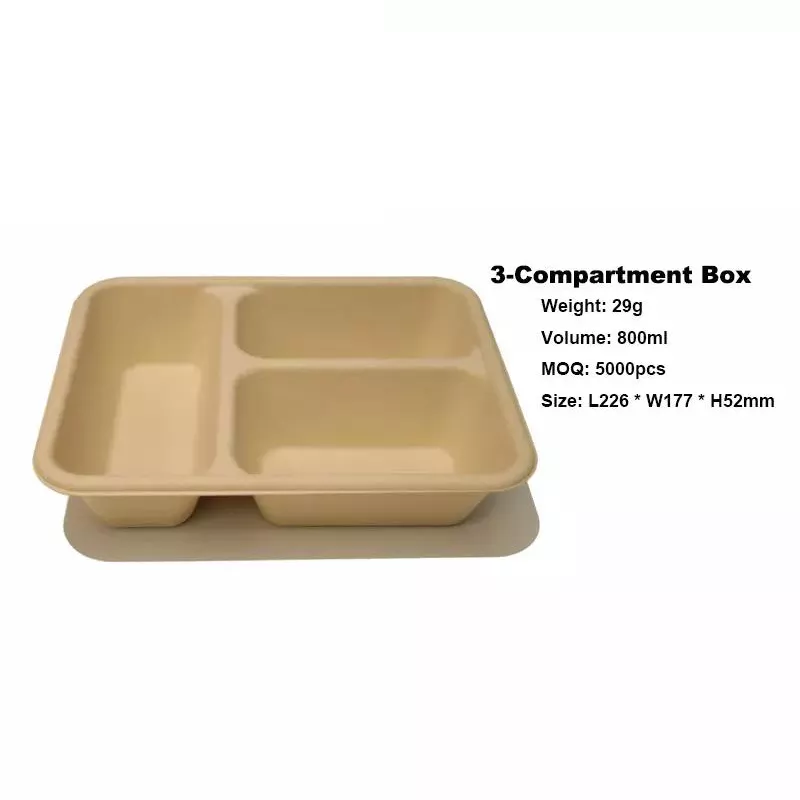 pfas free eco bamboo pulp lunch box packaging box