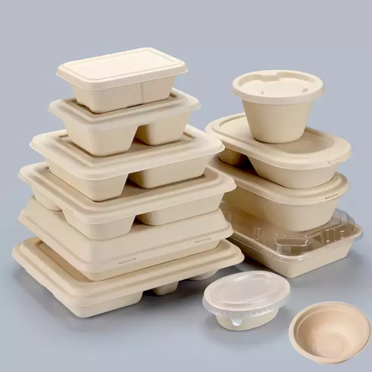 scatola di imballaggio per pranzo in polpa di bambù ecologica senza pfas