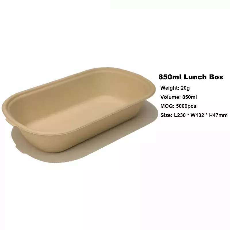 800ml Eco-Friendly Takeaway Disposable Bamboo Pulp 2 Compartment Box