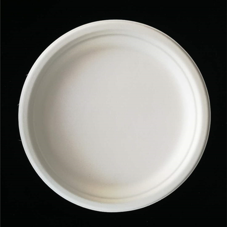 Китай 8,86-дюймовые белые одноразовые тарелки из жмыха сахарного тростника, производитель
