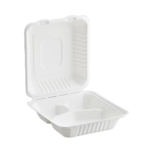 9 inch Clamshell Sugarcane Pulp Food Boxes Takeaway Container