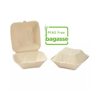 PFAS-freie Burger-Bento-Box, Bagasse aus Zuckerrohrbrei