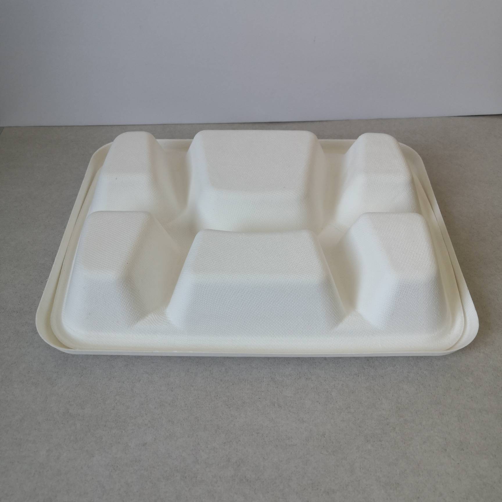 6 compartment lunch box sugarcane bagasse