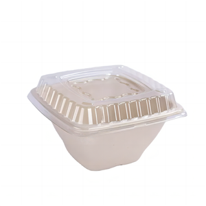 42oz biodegradable sugarcane bagasse salad bowl with lid