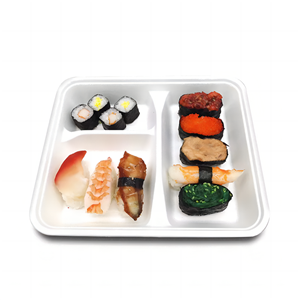3 compartment sugarcane bagasse molded pulp lunch food trays