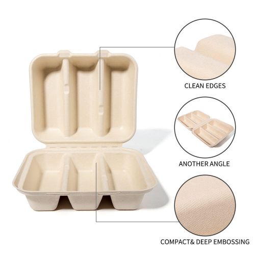 biodegradable sugarcane bagasse paper taco packaging box