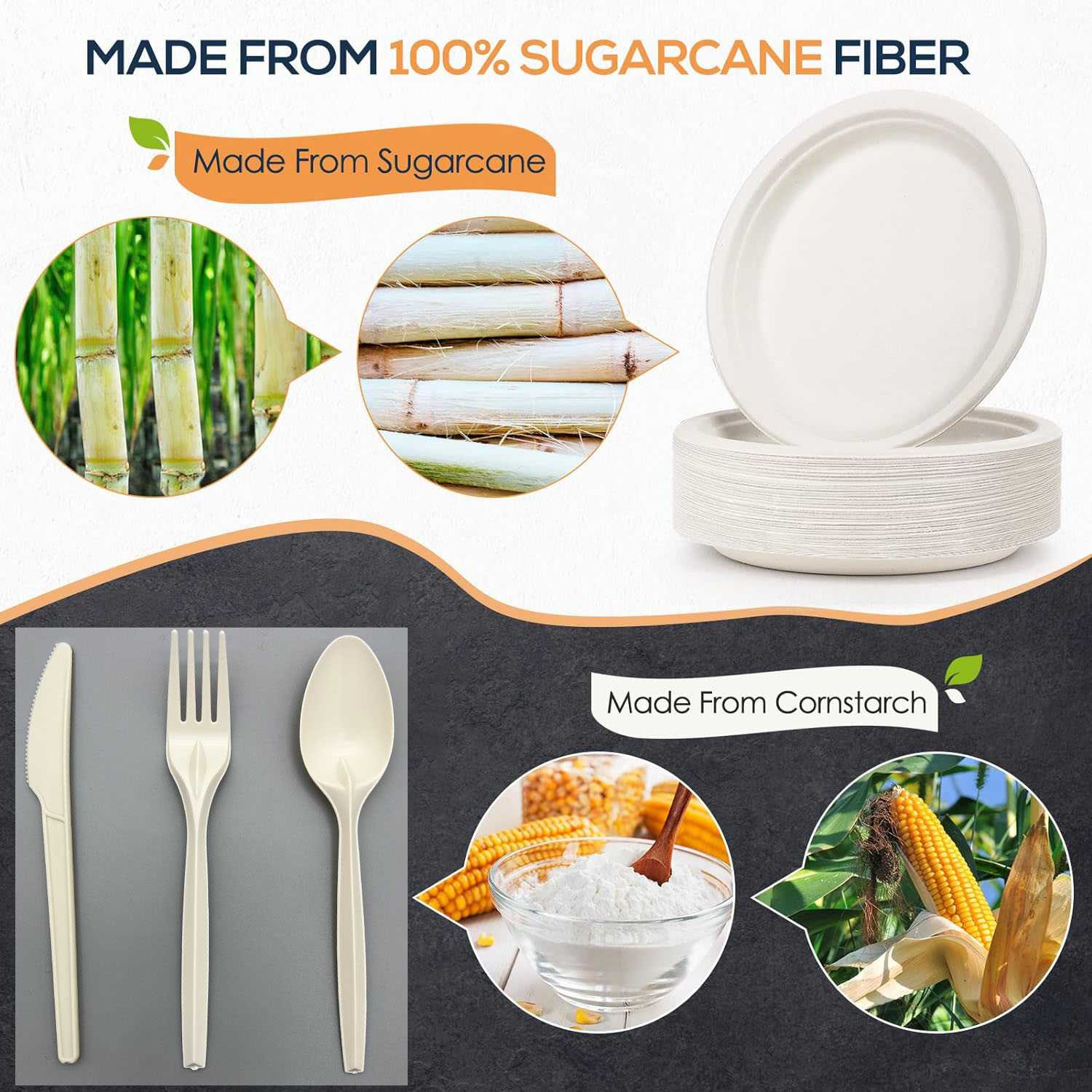 Compostable Disposable Sugarcane Bagasse Tableware
