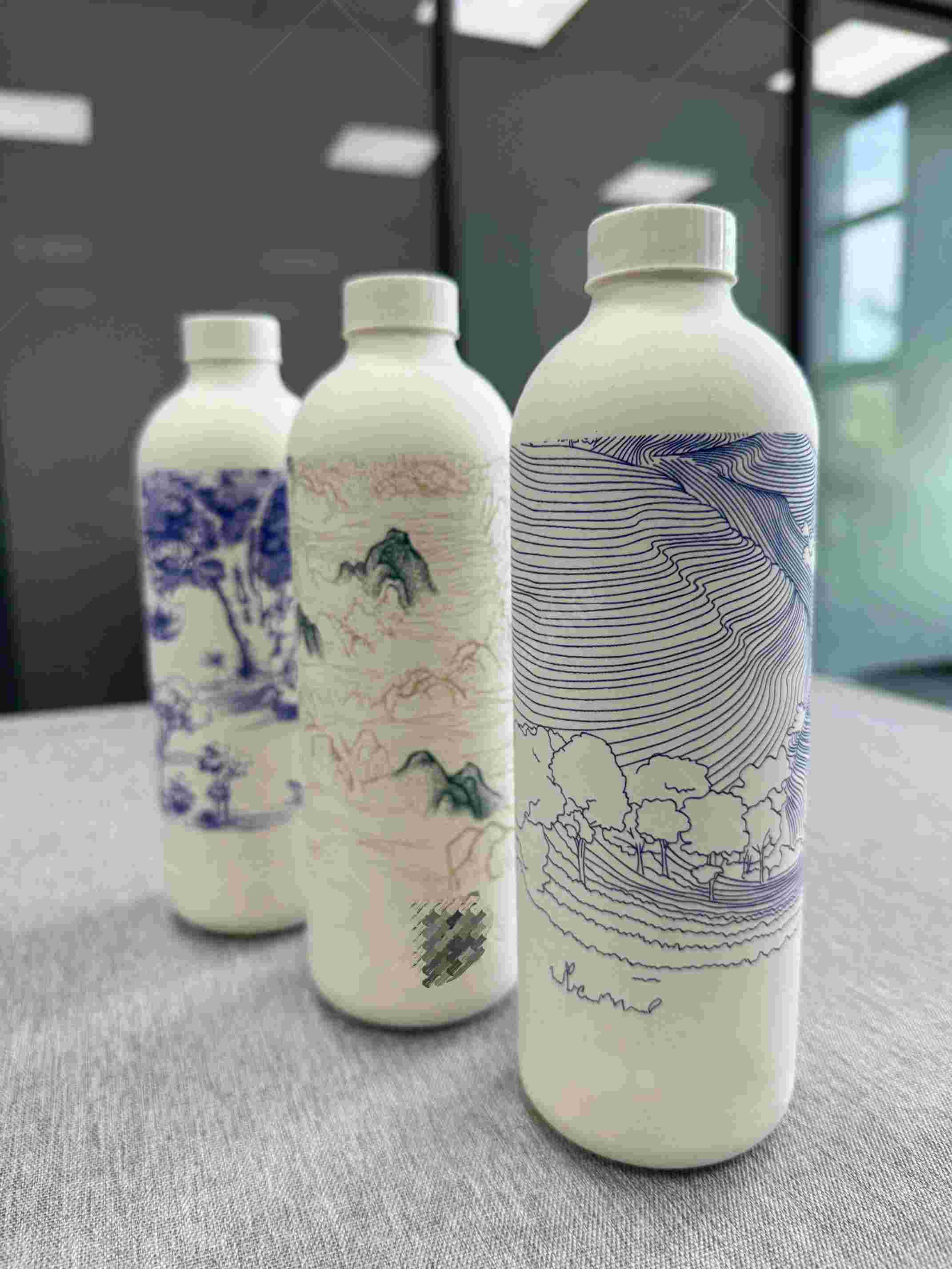 Custom biodegradable wet press molded pulp bottle