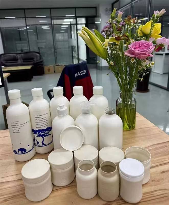 Custom biodegradable wet press molded pulp bottle